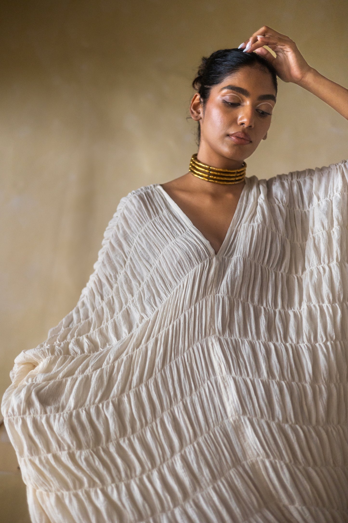 RUCHED PEARL DRESS