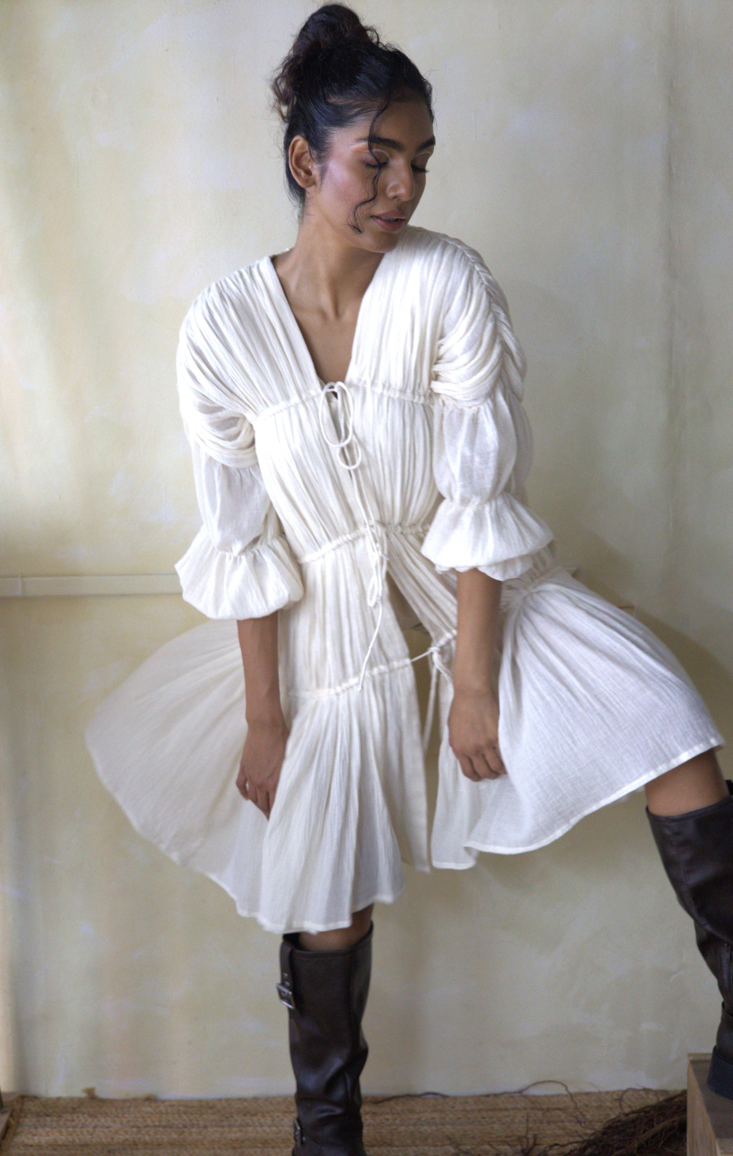 Ruched Tiered String Dress