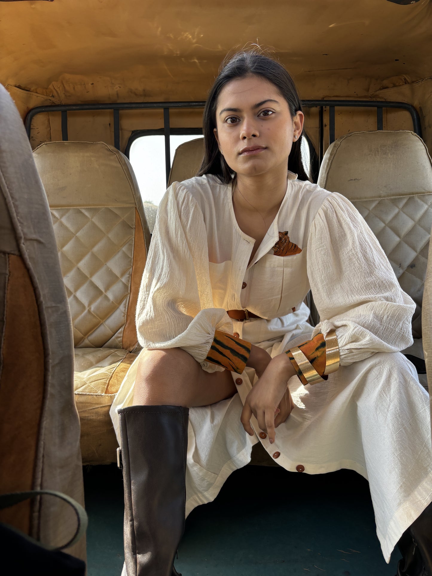 Peek-a-Tiger Button Down Dress