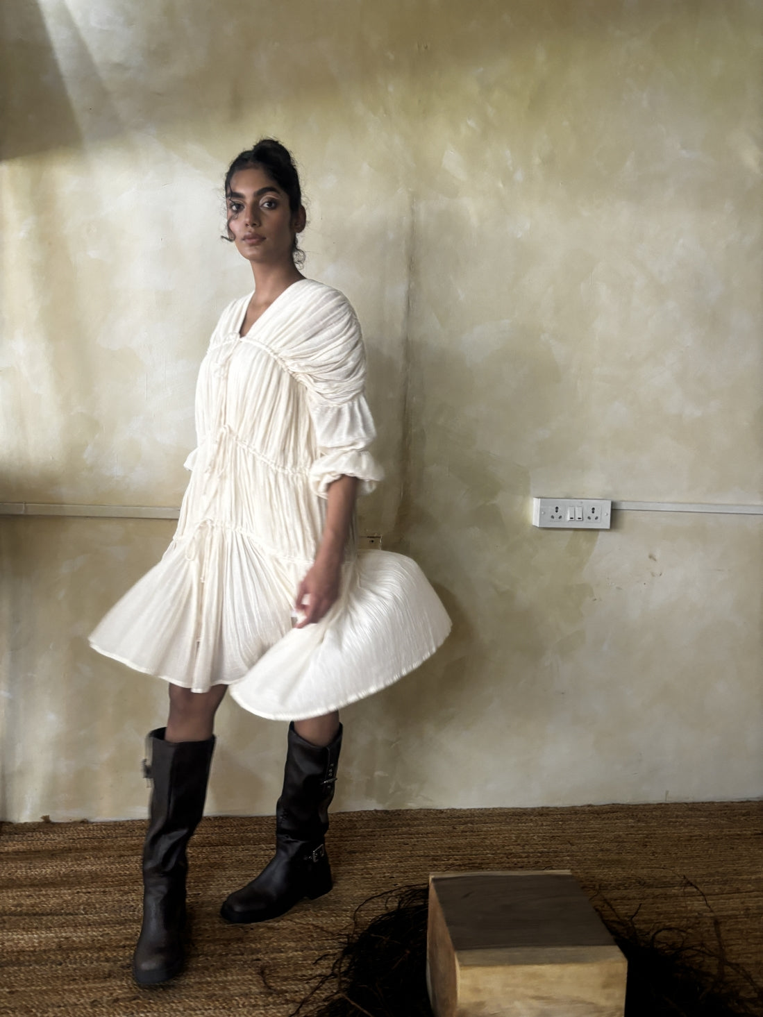 Ruched Tiered String Dress
