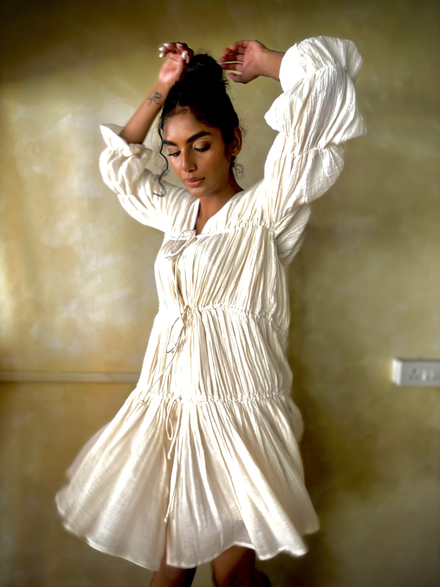 Ruched Tiered String Dress