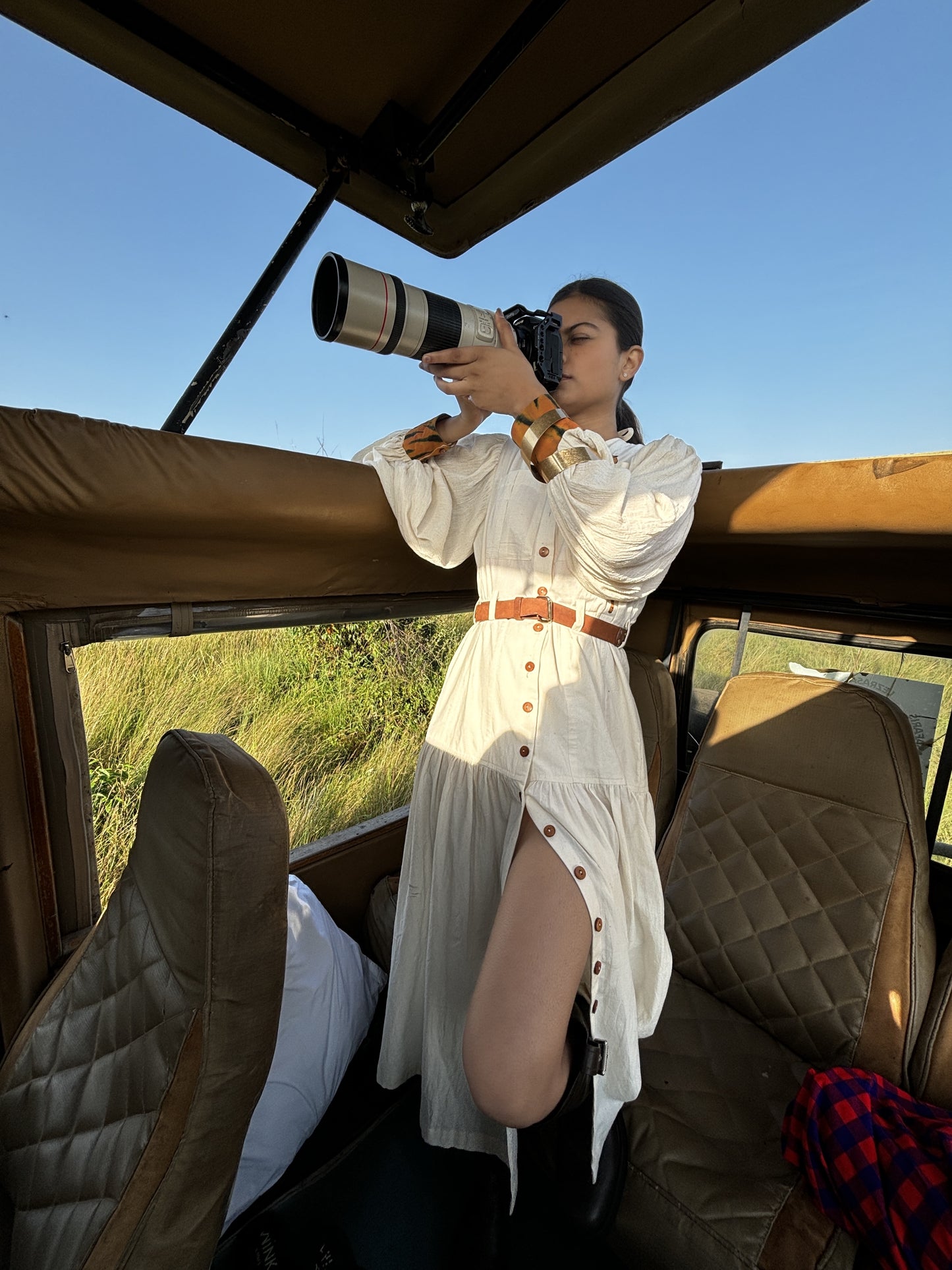 Peek-a-Tiger Button Down Dress