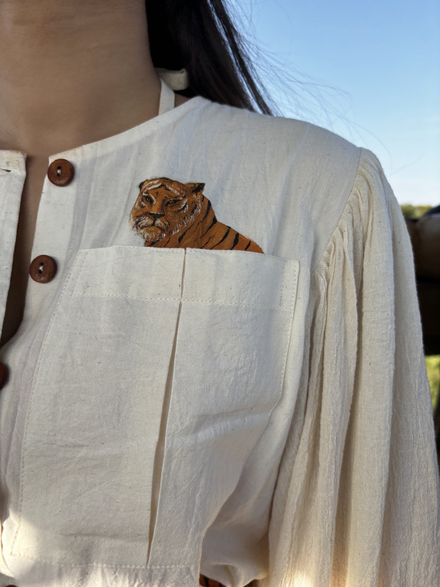 Peek-a-Tiger Button Down Dress