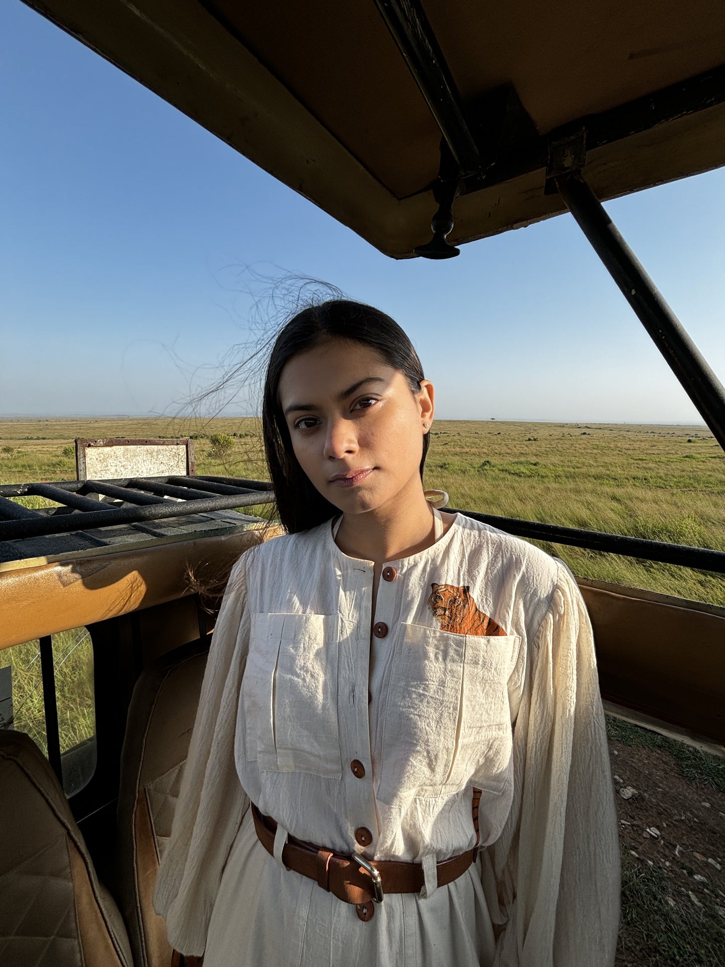 Peek-a-Tiger Button Down Dress